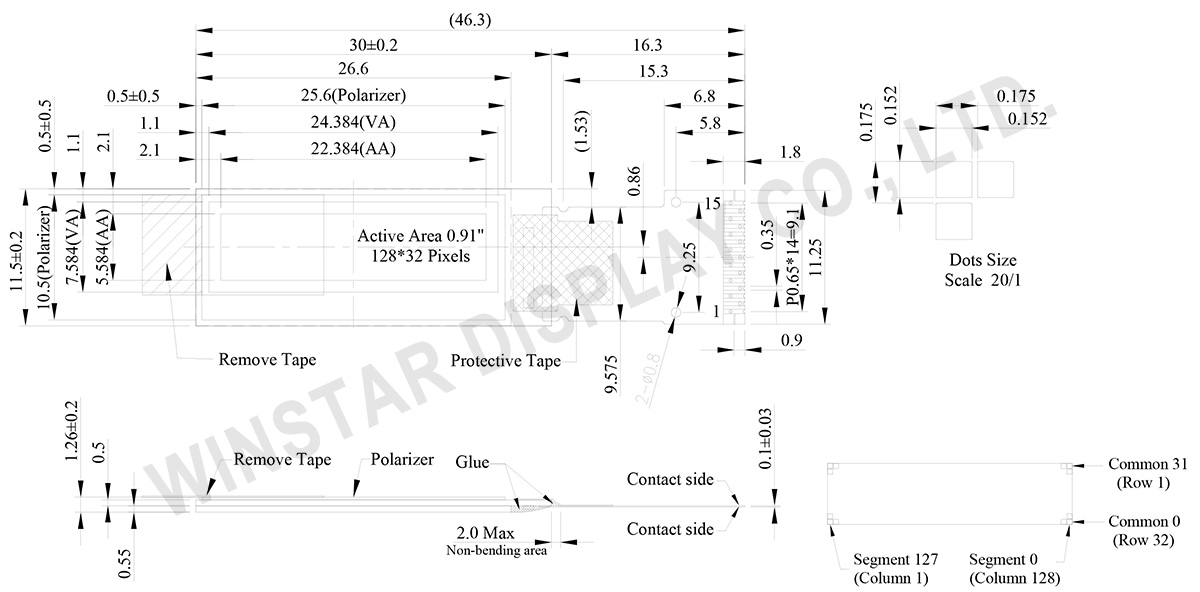 OLED 128x32, 128x32 OLED Display, 0.91 inch OLED - WEO012832D