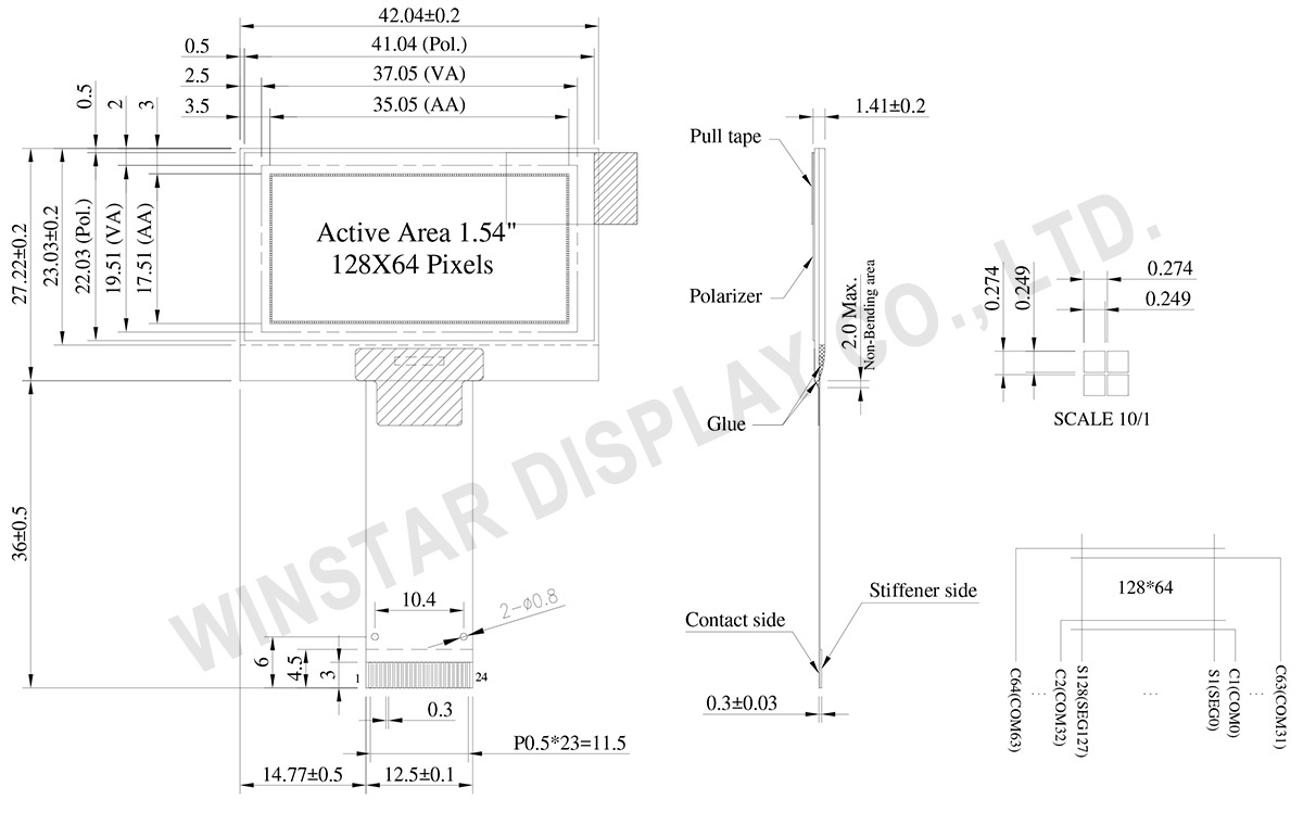 1.54 OLED, SPI OLED, SPI OLED Display, OLED 128x64 SPI, 128x64 OLED SPI - WEO012864A