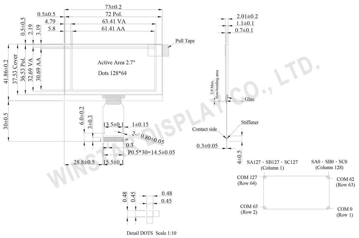 2.7 OLED, I2C OLED 128x64, 128x64 I2C OLED, OLED 128x64 Display I2C, I2C 128x64 OLED Display - WEO012864U