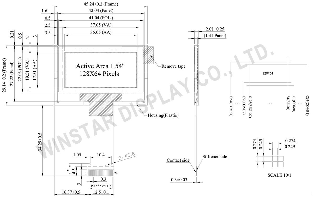 128x64 OLED Graphic Display 1.54 inch - WEO012864Y