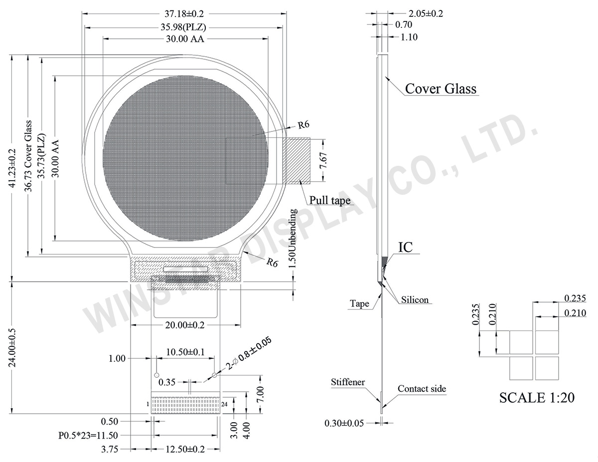 Winstar 1.18”  Circular OLED Display - WEO128128