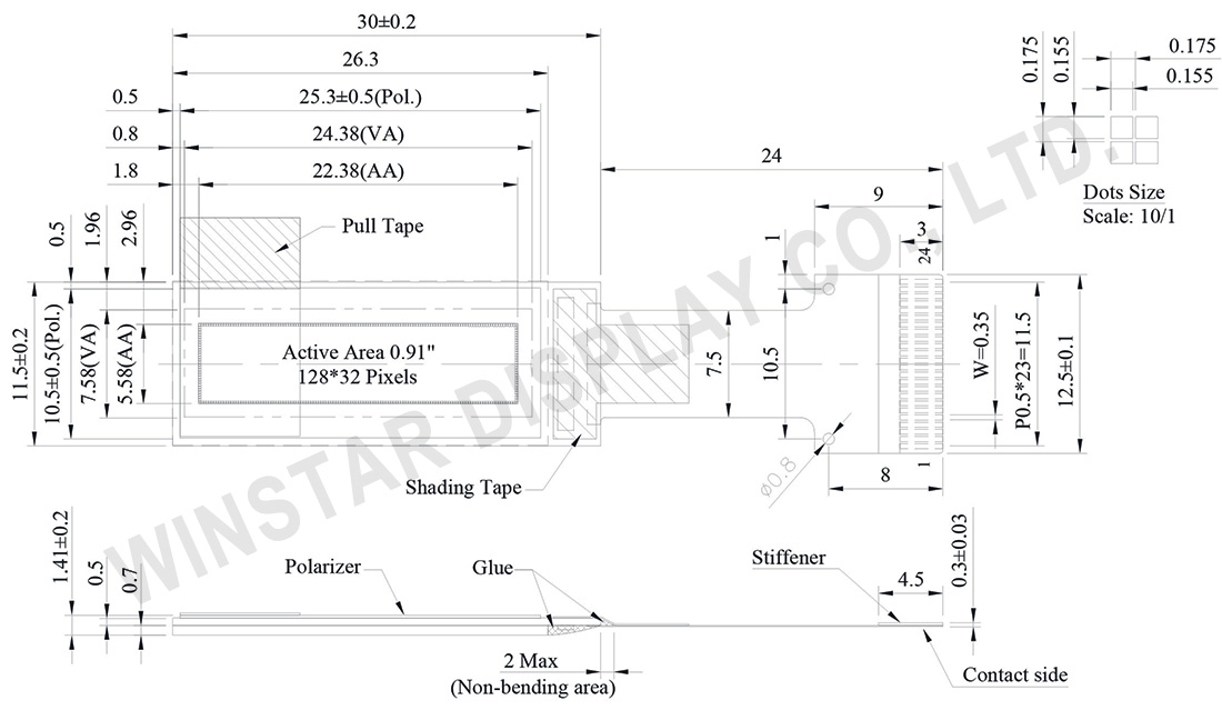 0.91 inch 128x32 In-Cell Touch Panel OLED Display, In-Cell Display - WEO012832M-CTP