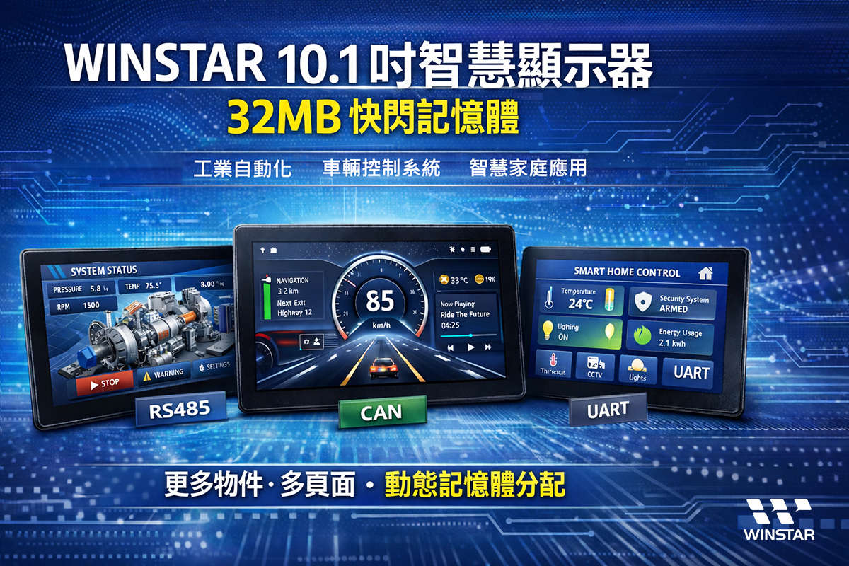 WINSTAR 10.1吋 智慧型顯示器 - 32MB 快閃記憶體