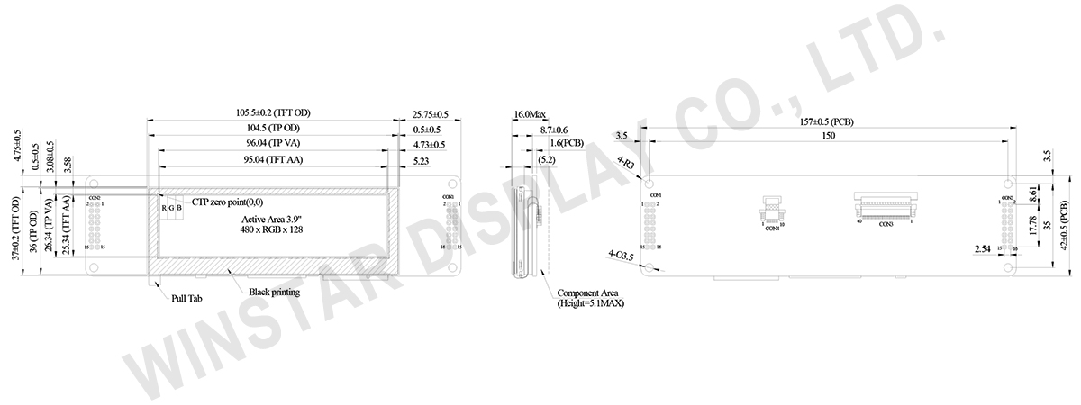 3.9 inch Smart Display – CAN Bus (Custom ID), Capacitive Touch, High Brightness, GPIO - WL0F00039000FGAAASA00