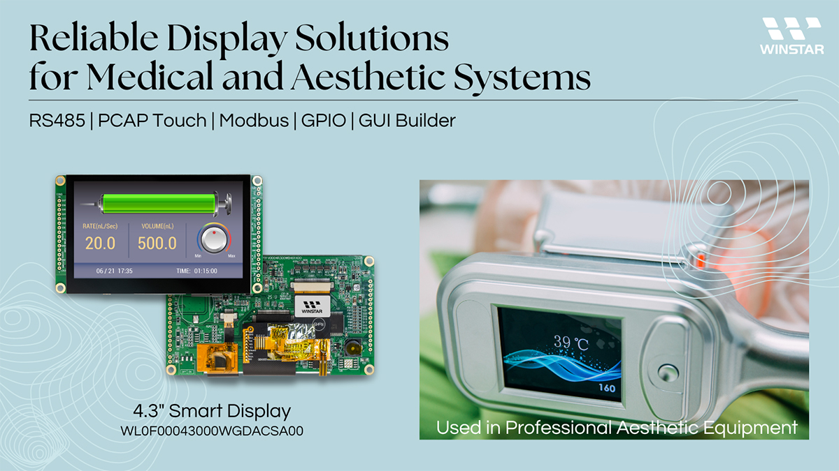 Reliable Display Solutions for Medical and Aesthetic Systems - WINSTAR 4.3 inch Smart Display  - WL0F00043000WGDACSA00