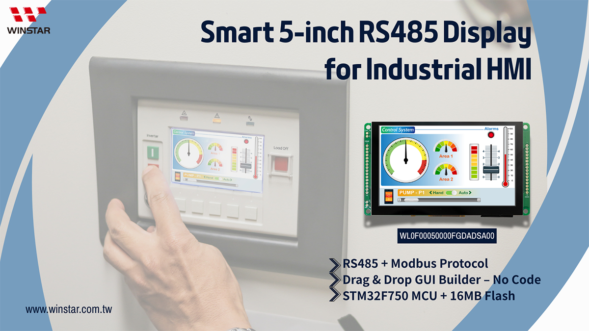 Smart 5-inch RS485 Display for Industrial HMI - WL0F00050000FGDADSA0