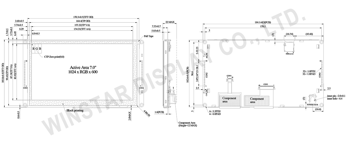 7-inch RS485 Modbus Smart Display with PCAP Touch and 32MB Flash - WL0F0007000A8GDACSA01