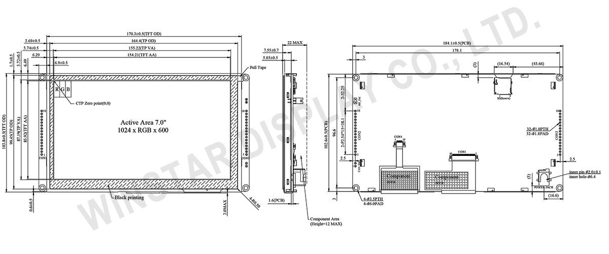 7-inch RS485 Modbus Smart Display with PCAP Touch and 32MB Flash - WL0F0007000A8GDADSA02