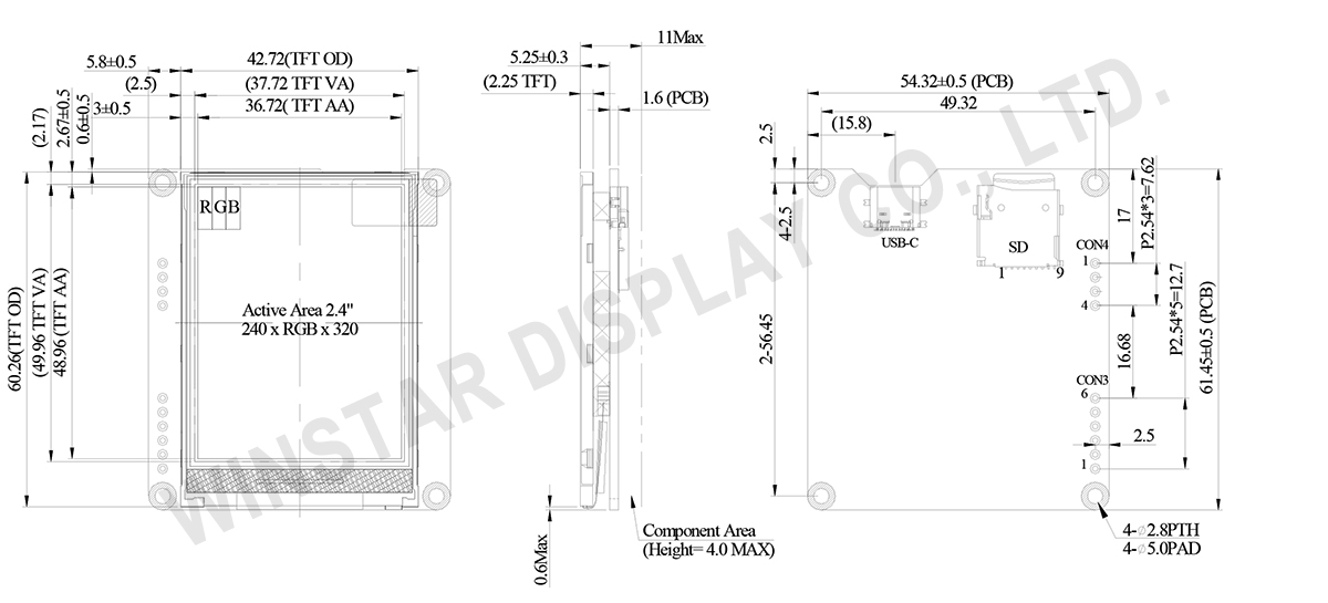 2.4-inch 240x320 TFT LCD with STM32 Controller - WL0F00024000MNFAANA00