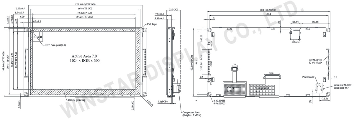 7 Inch IPS TFT UART Smart Display with GPIO and Touch Support - WL0F0007000A8GFAASA00