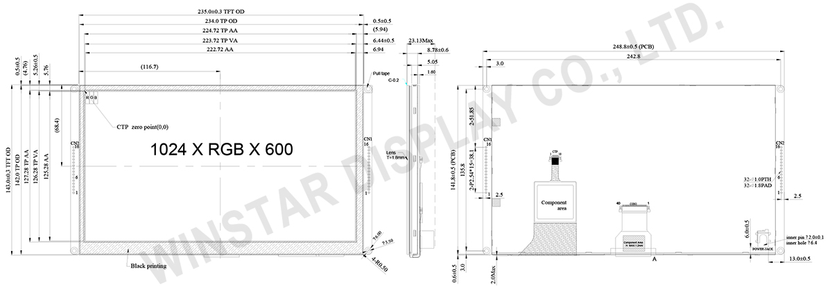 10.1-inch RS485 Smart Display with Capacitive Touch and GUI Builder Support - WL0F00101000JGDAASA00