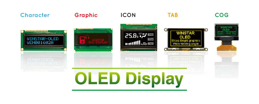 Winstar OLED including Character OLED, Graphic OLED, Sunlight Readable OLED, COG OLED, OLED TAB, ICON OLED