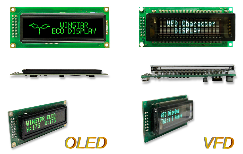 Рис.2: Сравнение VFD дисплея и OLED дисплея