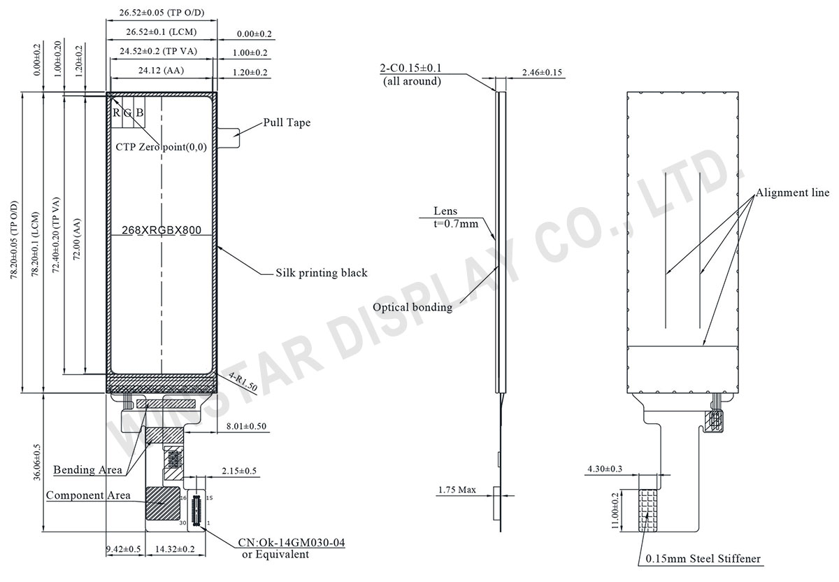 On-Cell Touch Panel, On-Cell Touch Screen Display - WF0299ATYAC2MNR0