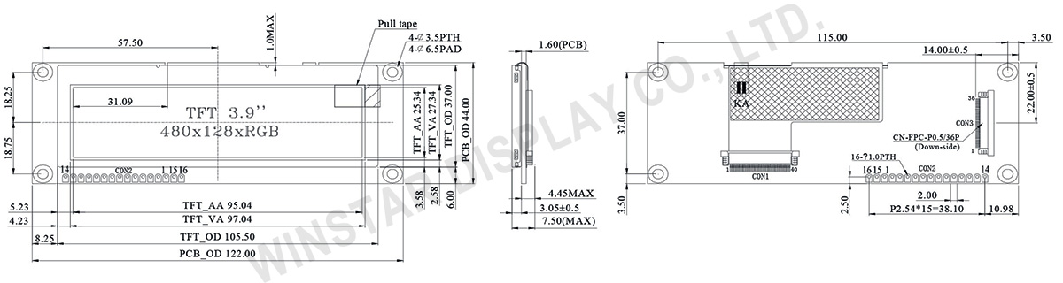 TFT MCU, MCU LCD, MCU Display - WF39QTIBSDBN0 - Winstar Display