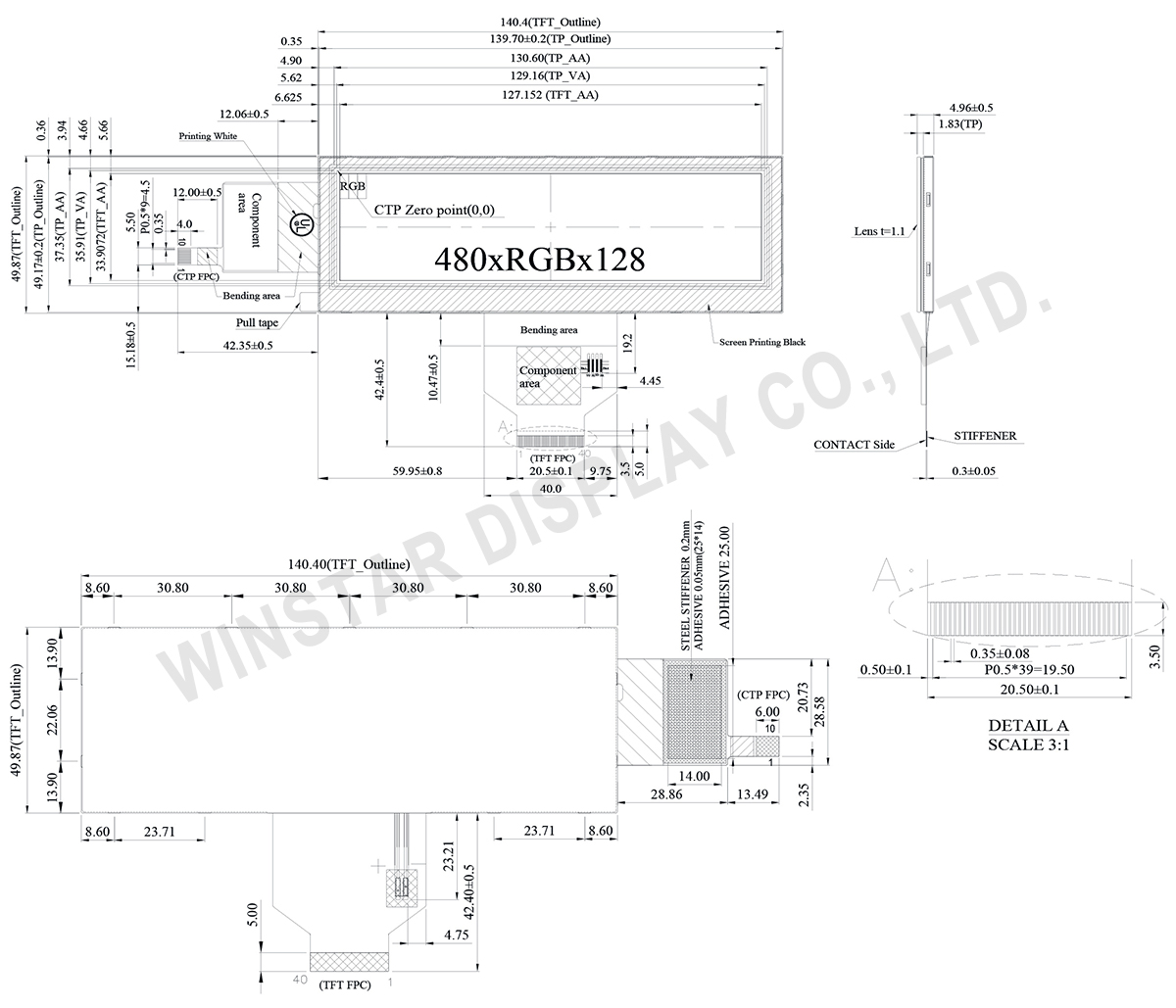 5.2 inch Bar LCD Display with CTP - WF52ATLASDNGA