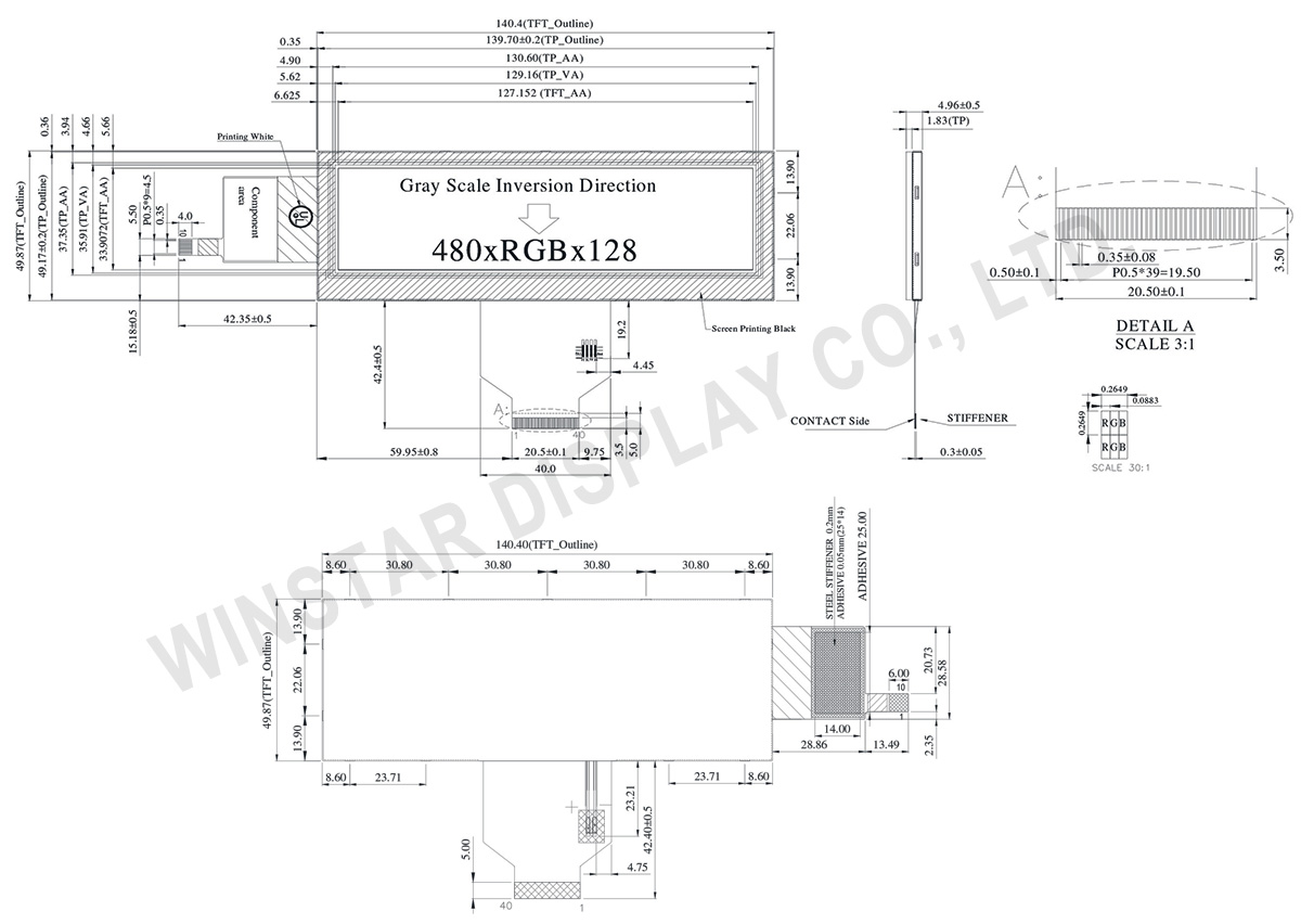 5.2 inch Bar LCD Display with CTP - WF52ATLASDNGA