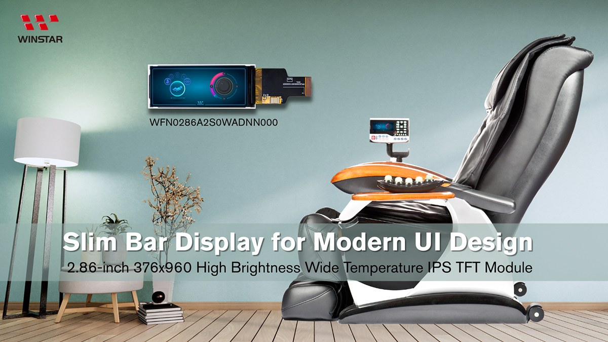 2,86 inç 376x960 yüksek parlaklıklı bar tipi IPS TFT LCD ekran - WFN0286A2S0WADNN000