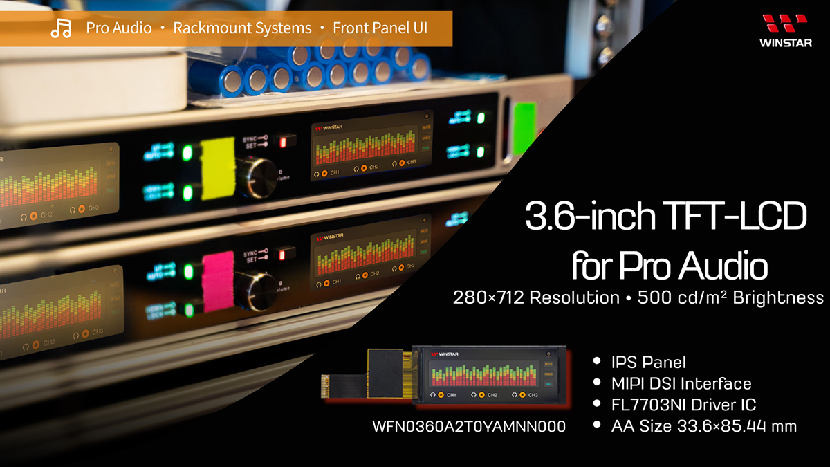 3,6-Zoll TFT-LCD für Pro-Audio – Pro-Audio-Geräte, Rackmount-Systeme, Frontpanel-Benutzeroberfläche – WINSTAR