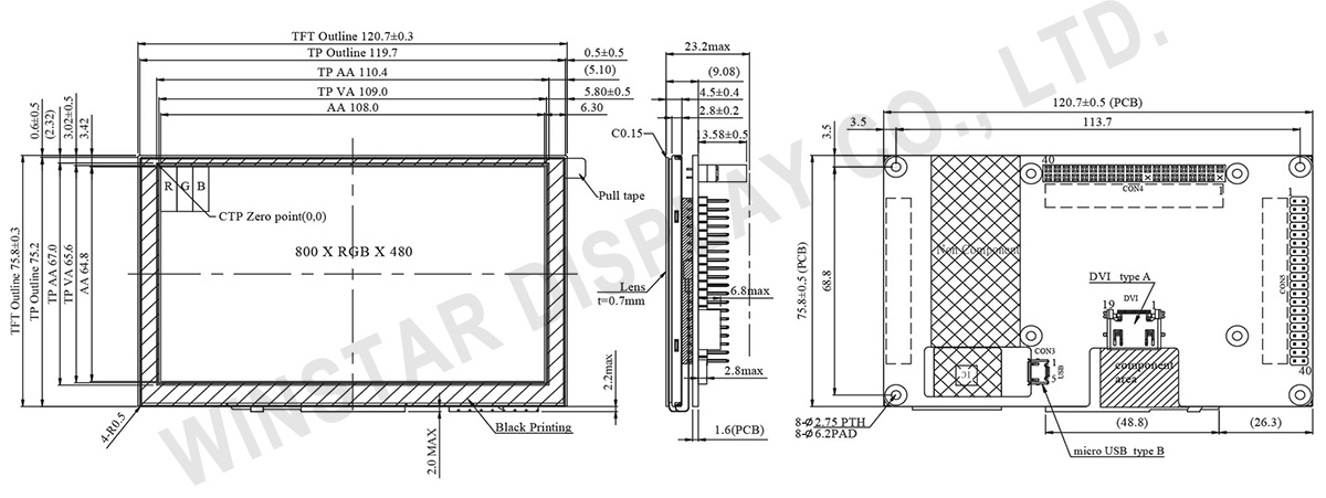  LCD 5 inch 800x480 for HDMI Signal Touchscreen, 5 Display HDMI, 5 HDMI Display (For Raspberry Use) - WF50FSYFGDHGV