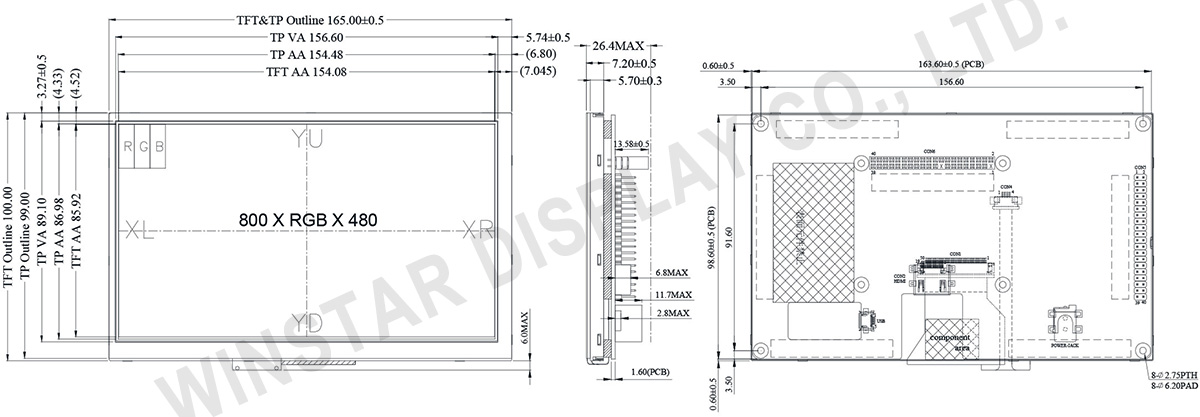 For Small HDMI Signal 7 inch Resistive Touch TFT LCD Display - WF70A2TIFGDHTV