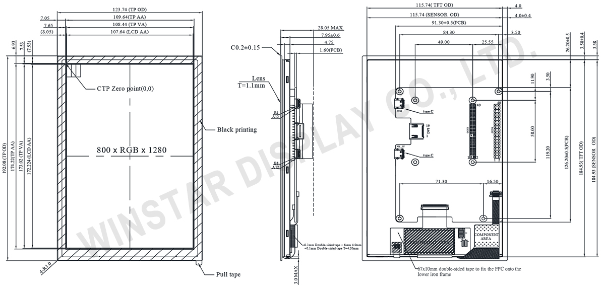 8-inch HDMI TFT Display with PCAP Touch - WF80GSYFUMHGV