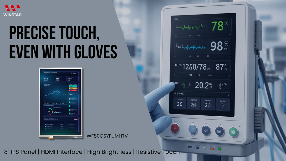 Eldivenle bile hassas dokunmatik - 8 inç IPS Panel | HDMI Arayüzü | Yüksek Parlaklık | Rezistif Dokunmatik