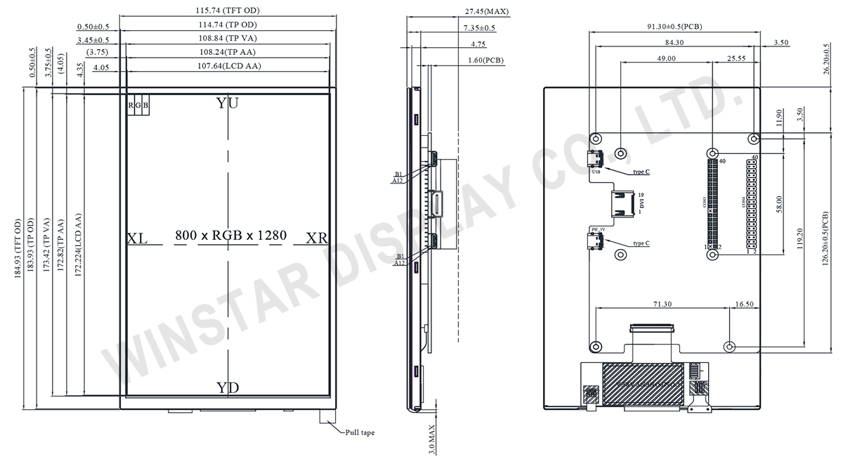 8-inch HDMI Resistive Touch Display - WF80GSYFUMHTV