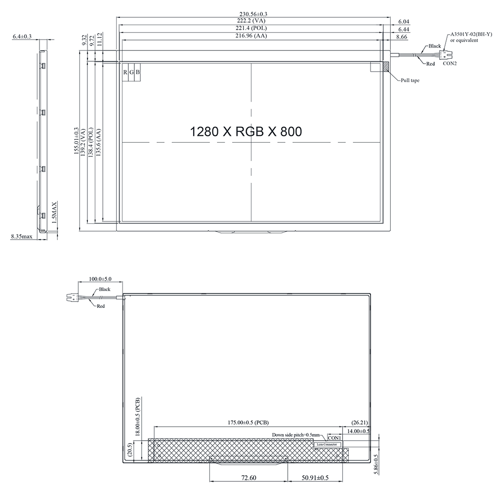 10.1-inch IPS TFT-LCD module LVDS 1280x800 high-brightness special edition - WINSTAR