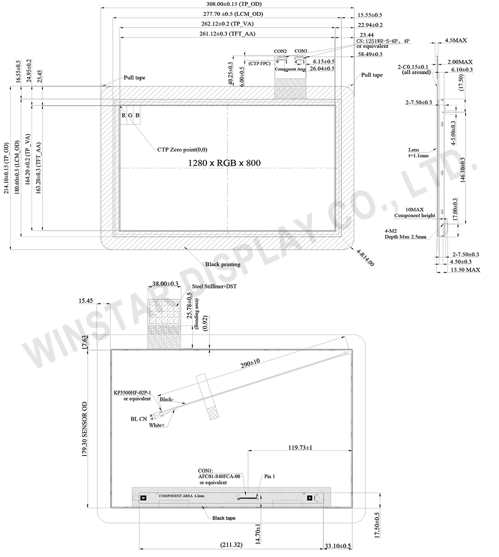 Capacitive Touchscreen Display, Capacitive Display, TFT Capacitive Display - WF121FSYAPLNB0