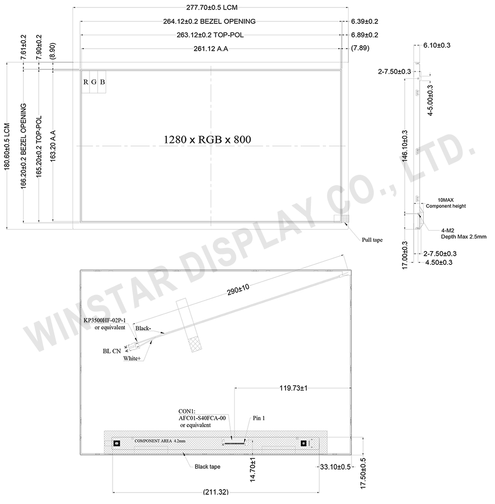 12.1 inch High-Brightness IPS TFT LCD Display Module - WF121FSYAPLNN0