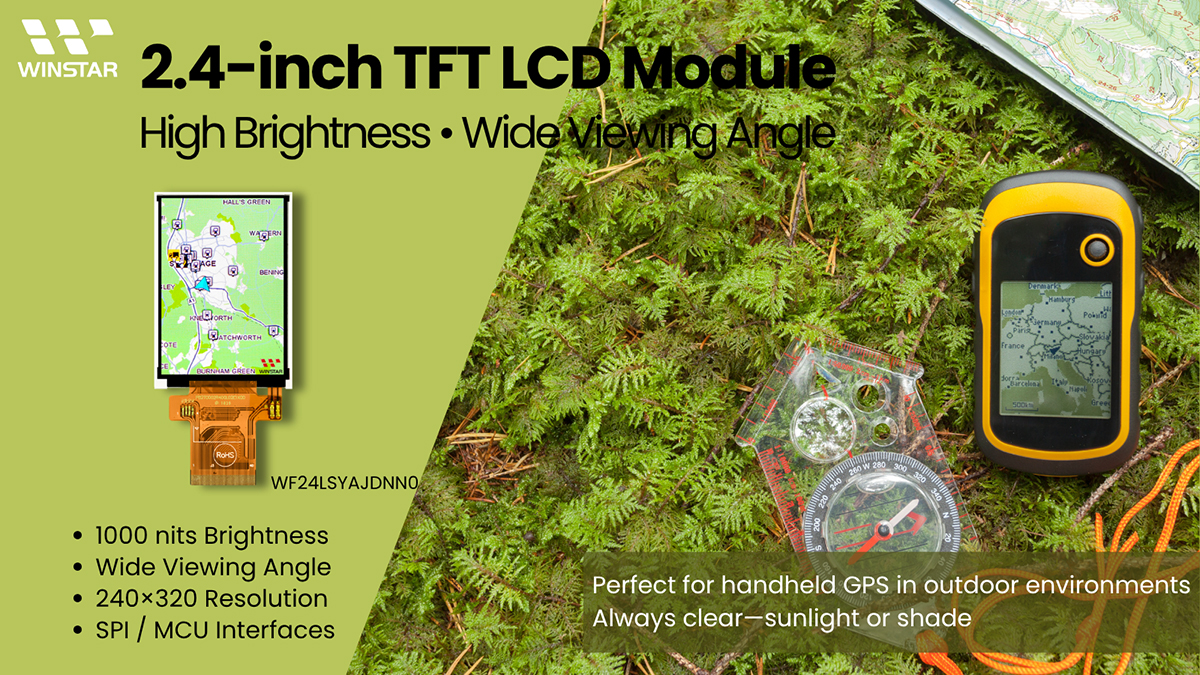 Module TFT LCD 2,4 pouces – Haute luminosité et grand angle de vue – Parfait pour un GPS portable en extérieur. Toujours lisible, en plein soleil ou à l’ombre.