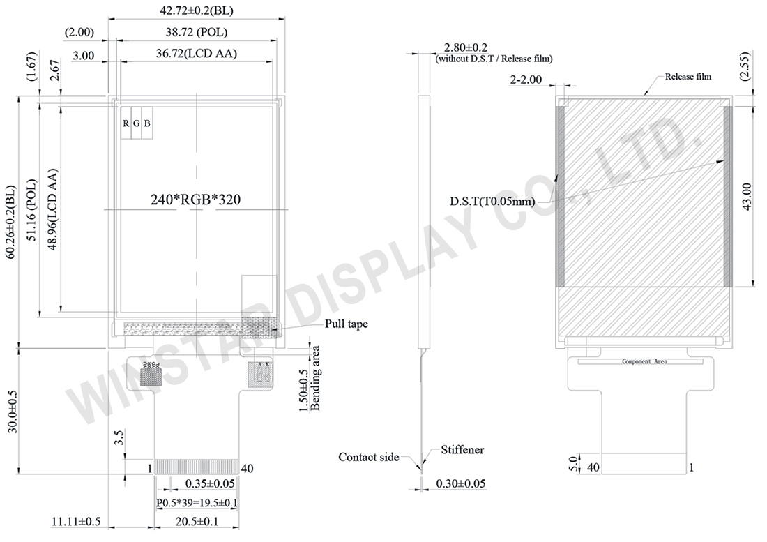 2.4-inch 240x320 High Brightness IPS TFT Display (Portrait Mode) - WF24LSYAJDNN0