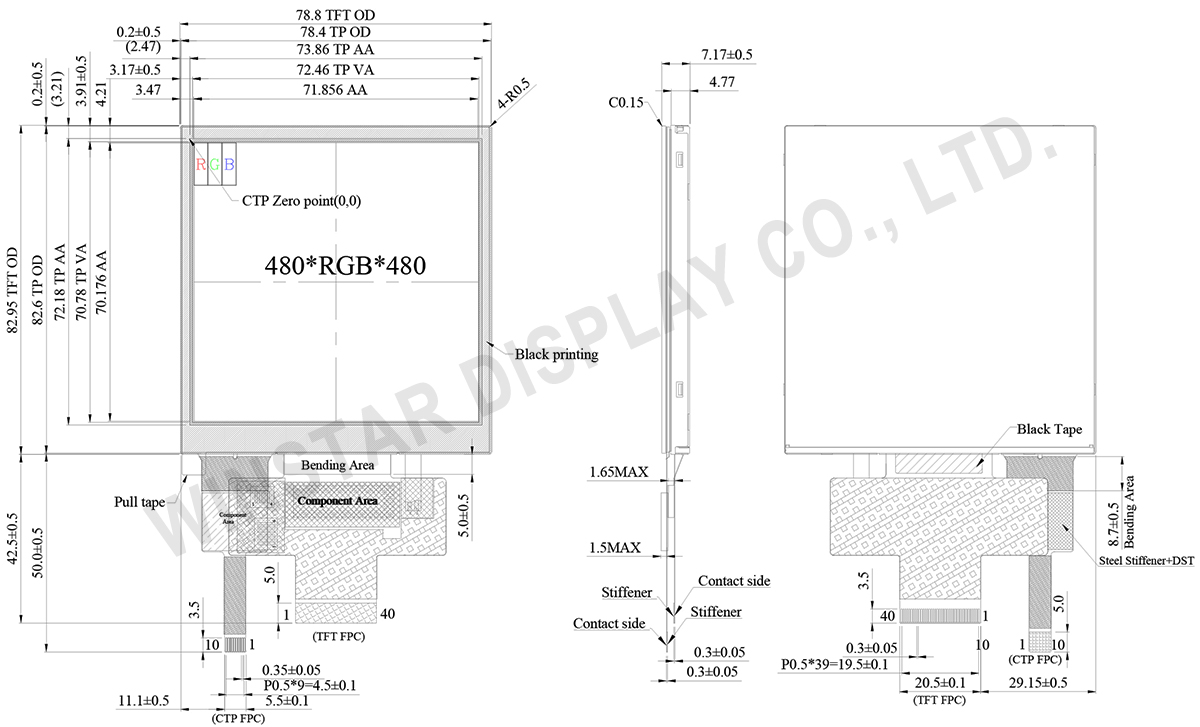 Square LCD Display, Square LCD Panel, Square TFT Display with PCAP - WF40ESWAA6DNG0