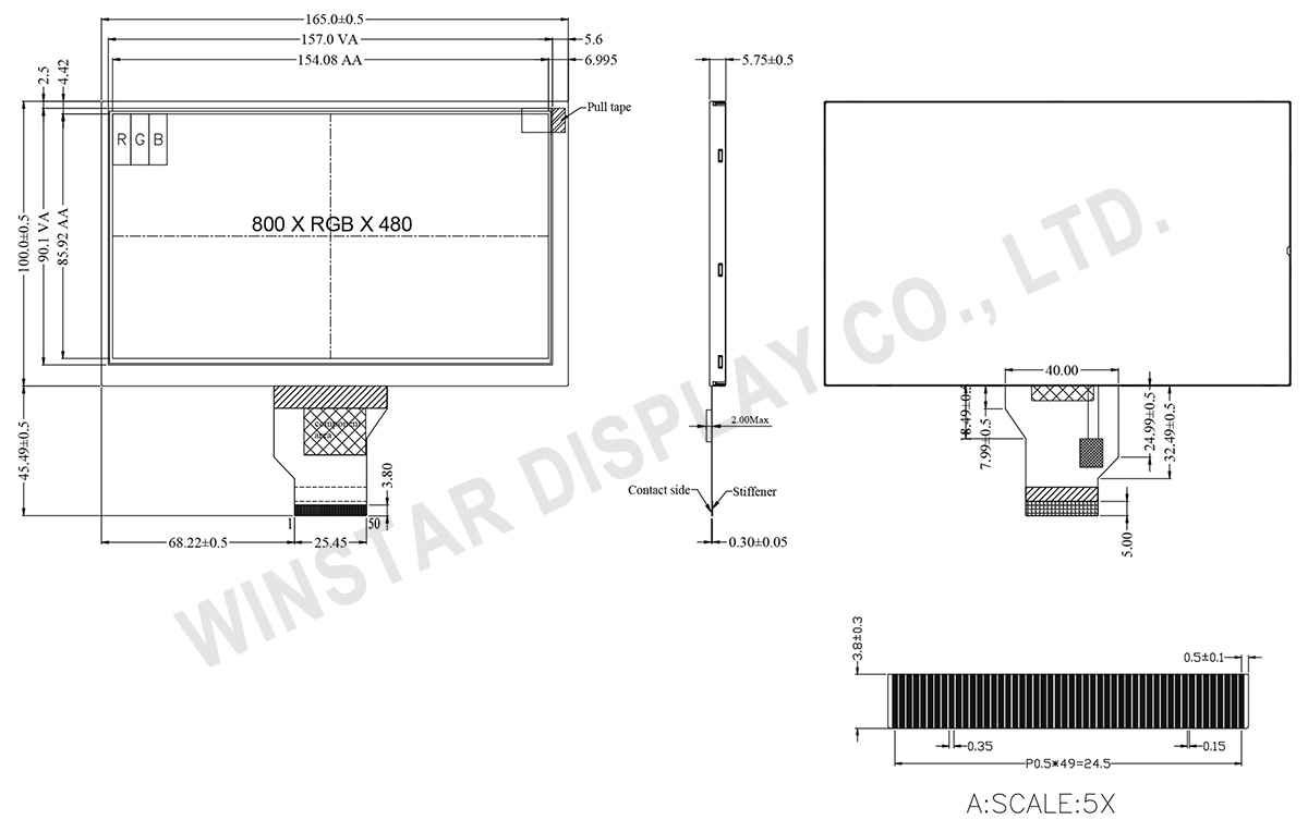 High Brightness TFT Display 7 - WF70A2SZAGDNN0