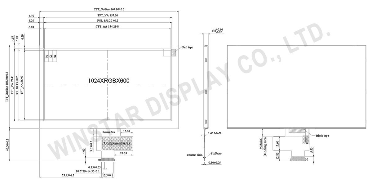 7 inch 1024x600 High Brightness MIPI IPS TFT Display - WF70A8SYAHMNN0