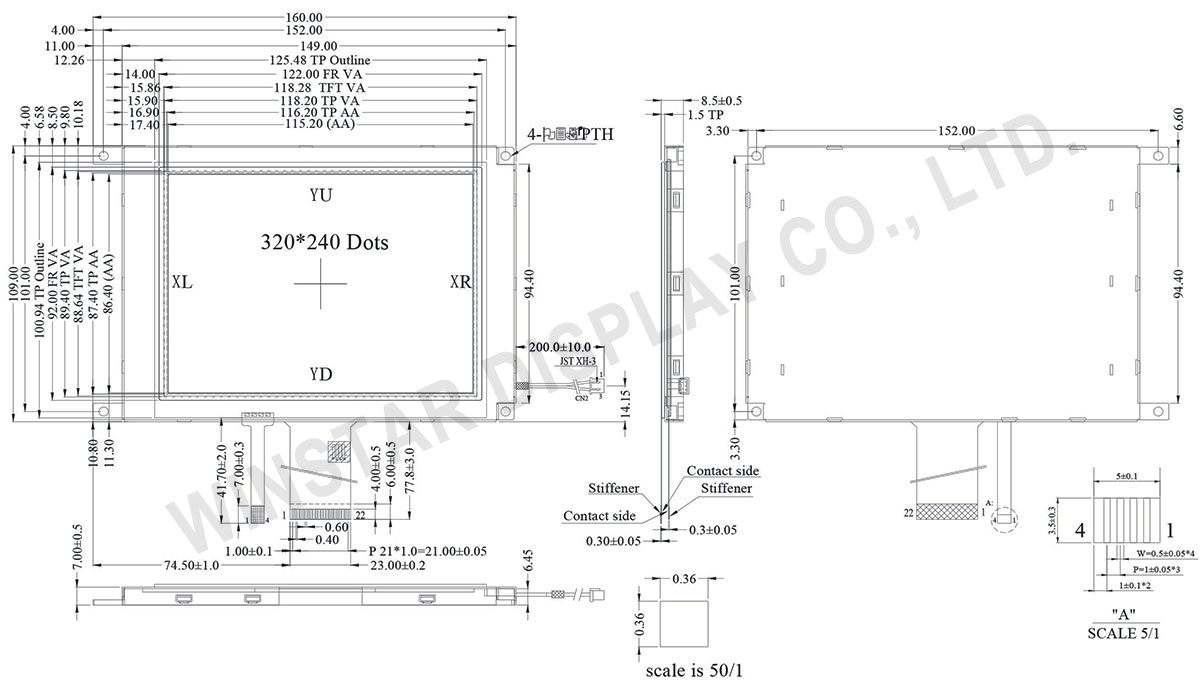 Winstar 5.7 inch TFT Monochrome - WF57STIACDNT0