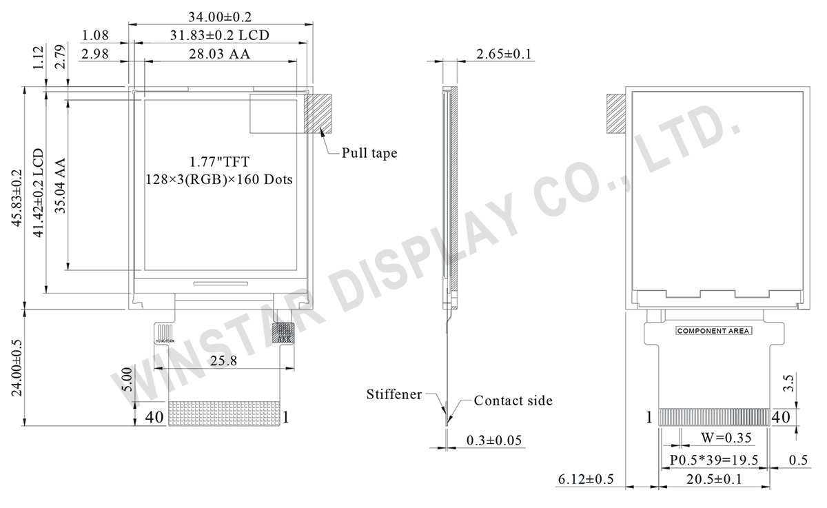 TFT ST7735, ST7735 Display,1.77 TFT LCD - WF18FTLAADNN0 - WF18FTLAADNN0