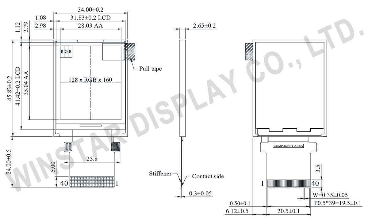 O-Filme 1.77-inch Color TFT LCD Display (128x160) - WF18FTZAADNN0