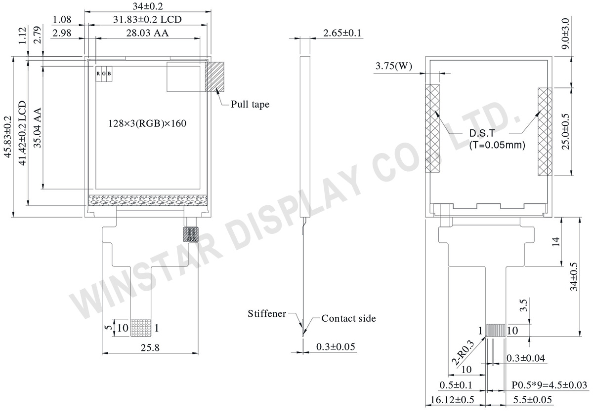 Micro TFT Display, LCD Display Module - WF18GTLAADNN0