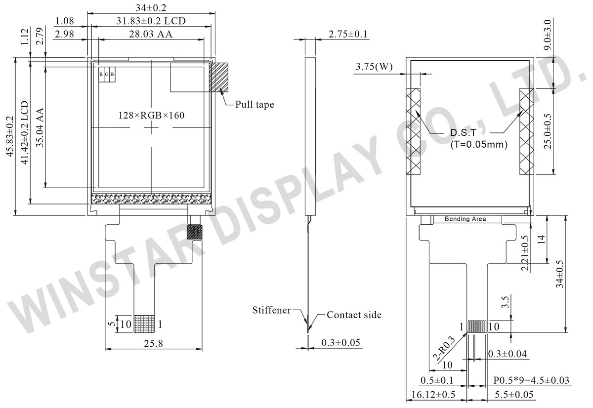 Polarizer TFT Display, Polarizer LCD - WF18HSLAADNN0