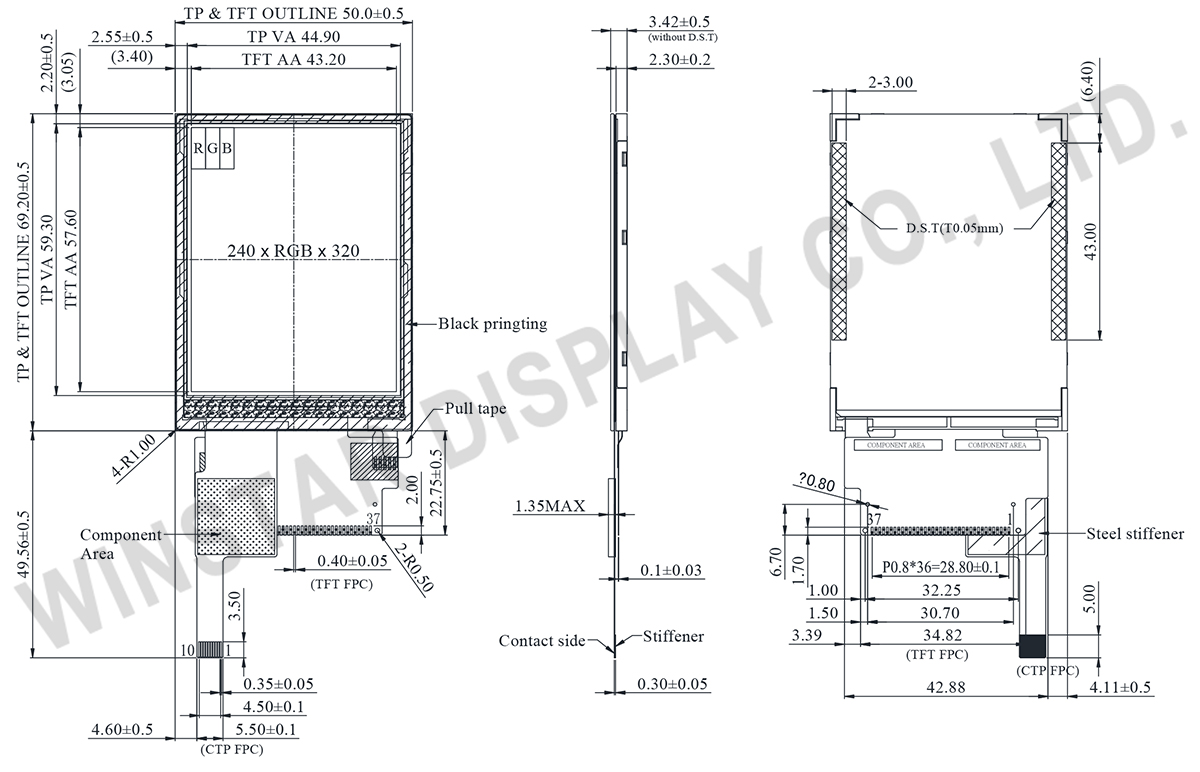 2.8inch 240x320 TFT LCD Display with ILI9341 IC - WF28ETLAJDNF0