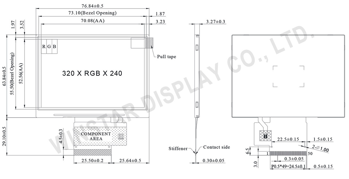 Winstar 320240 TFT - 3.5 inch Color TFT LCD Display Module - WF35RTIACDNN0