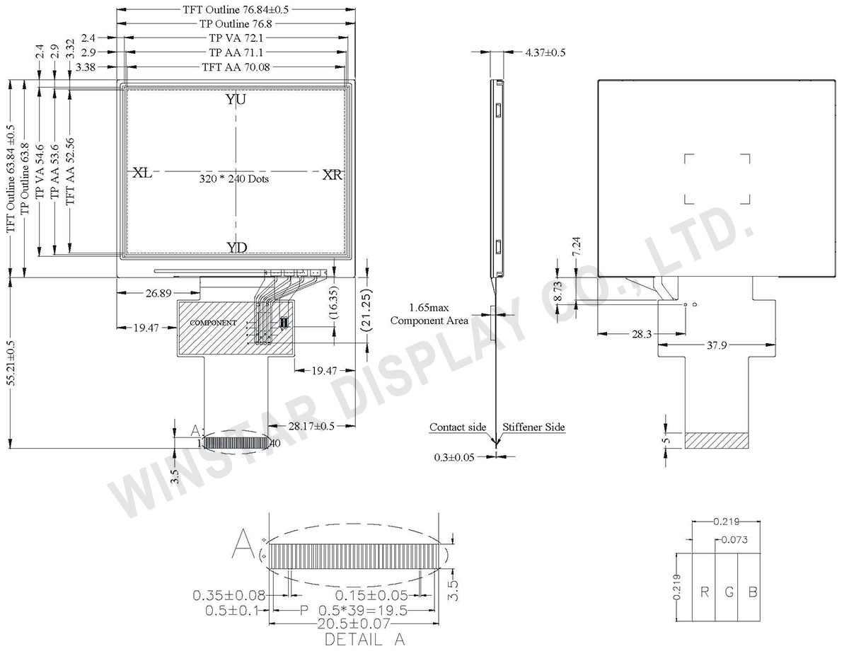 Winstar LCD Screen Display - 3.5 inch TFT LCD Display Module - WF35YTIACDNT0