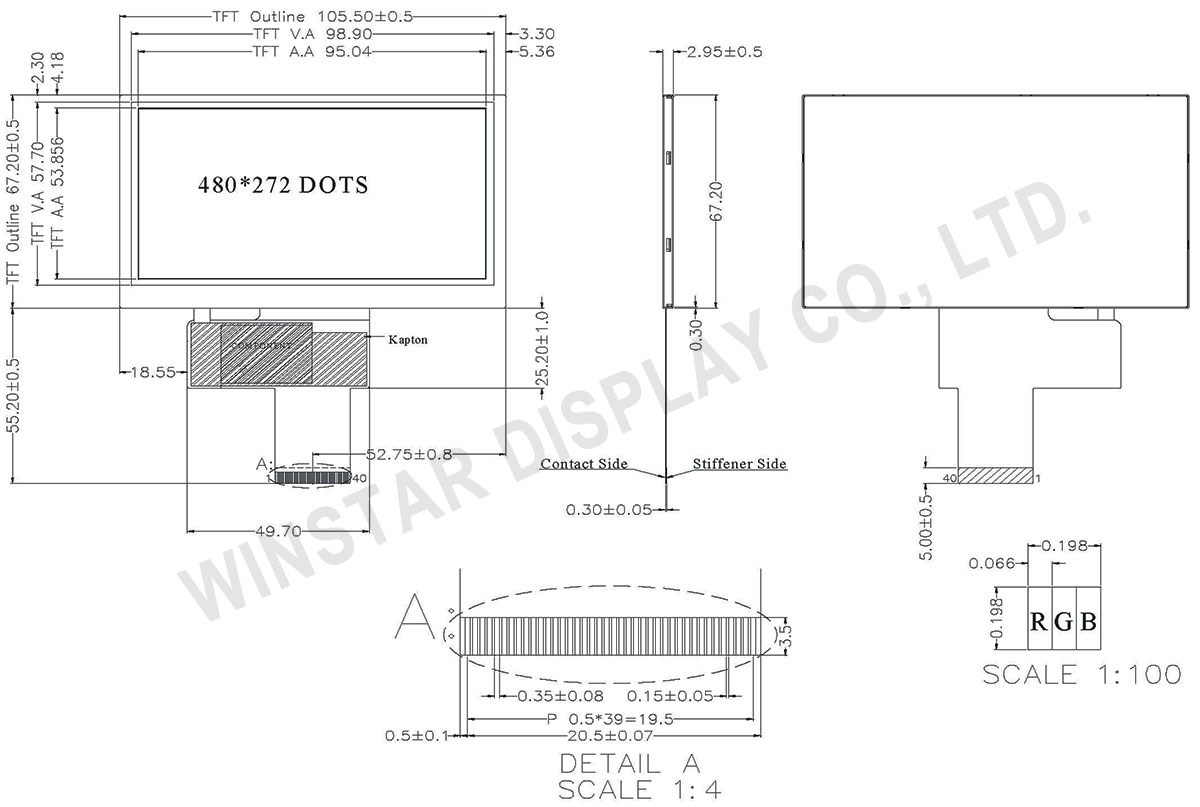 Winstar TFT LCD Modules 4.3" - WF43YTIAEDNN0