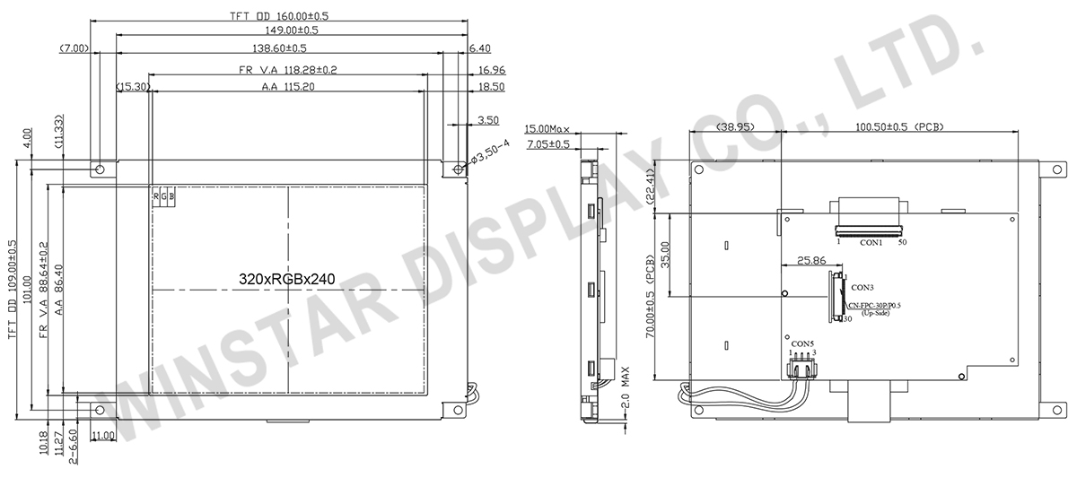 5.7-inch TFT LCD Display Module with Power Board - WF57VTCECLNN0