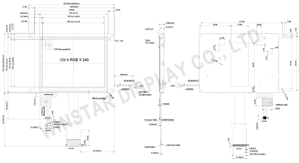 5.7 inch Display, TFT LCD Touch Display - WF57VTIACDNG0
