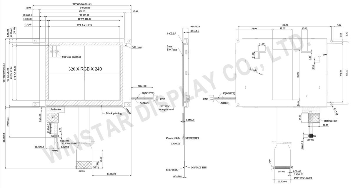 5.7 inch Display, TFT LCD Touch Display - WF57VTIACDNG0