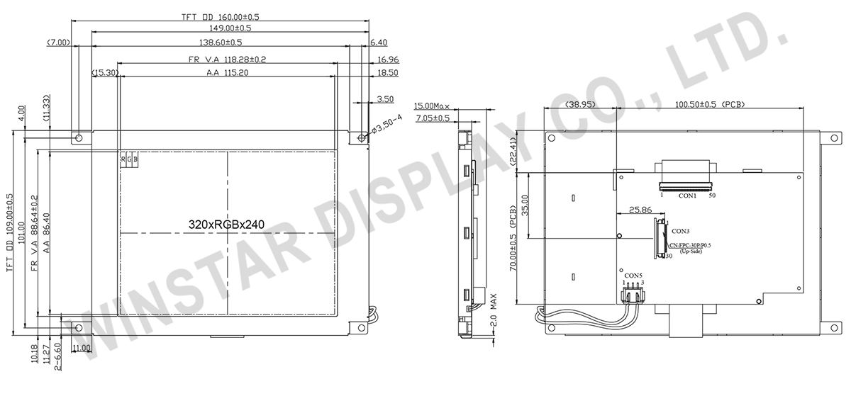 5.7" Standard TFT-LCD Module- WF57VTIACDNN0