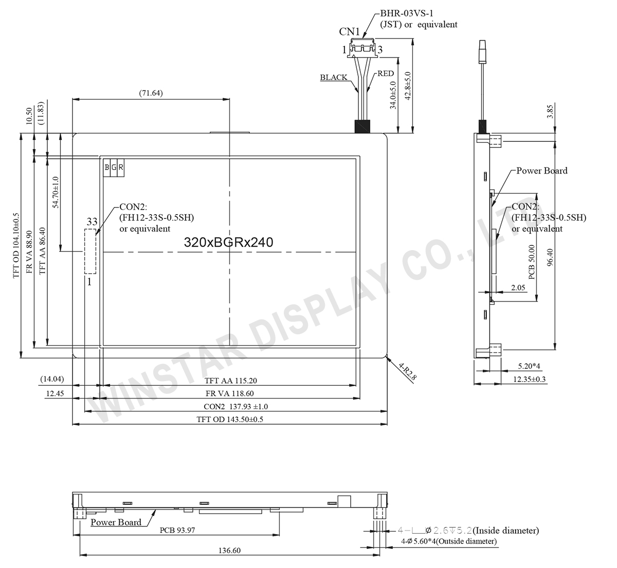 5.7 inch Color LCD Module - WF57WTLECDNN0